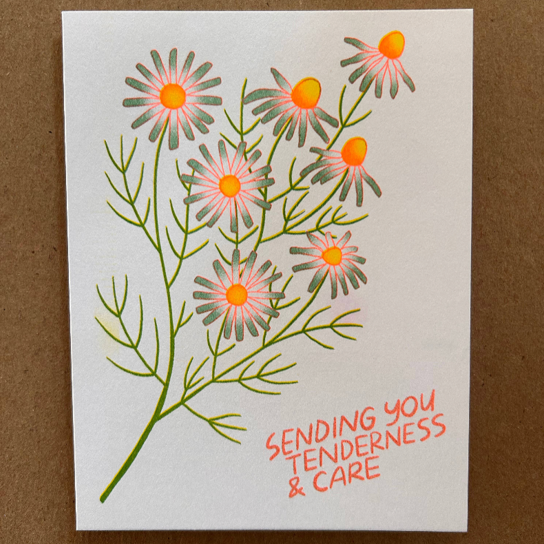 Tenderness & Care - Chamomile Risograph Greeting Card