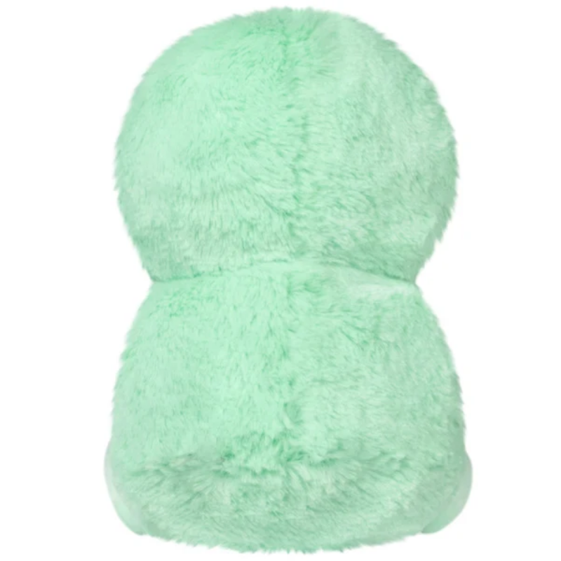 A mint green faux fur hat with a rounded top and a wide, soft brim, shown against a plain white background.
