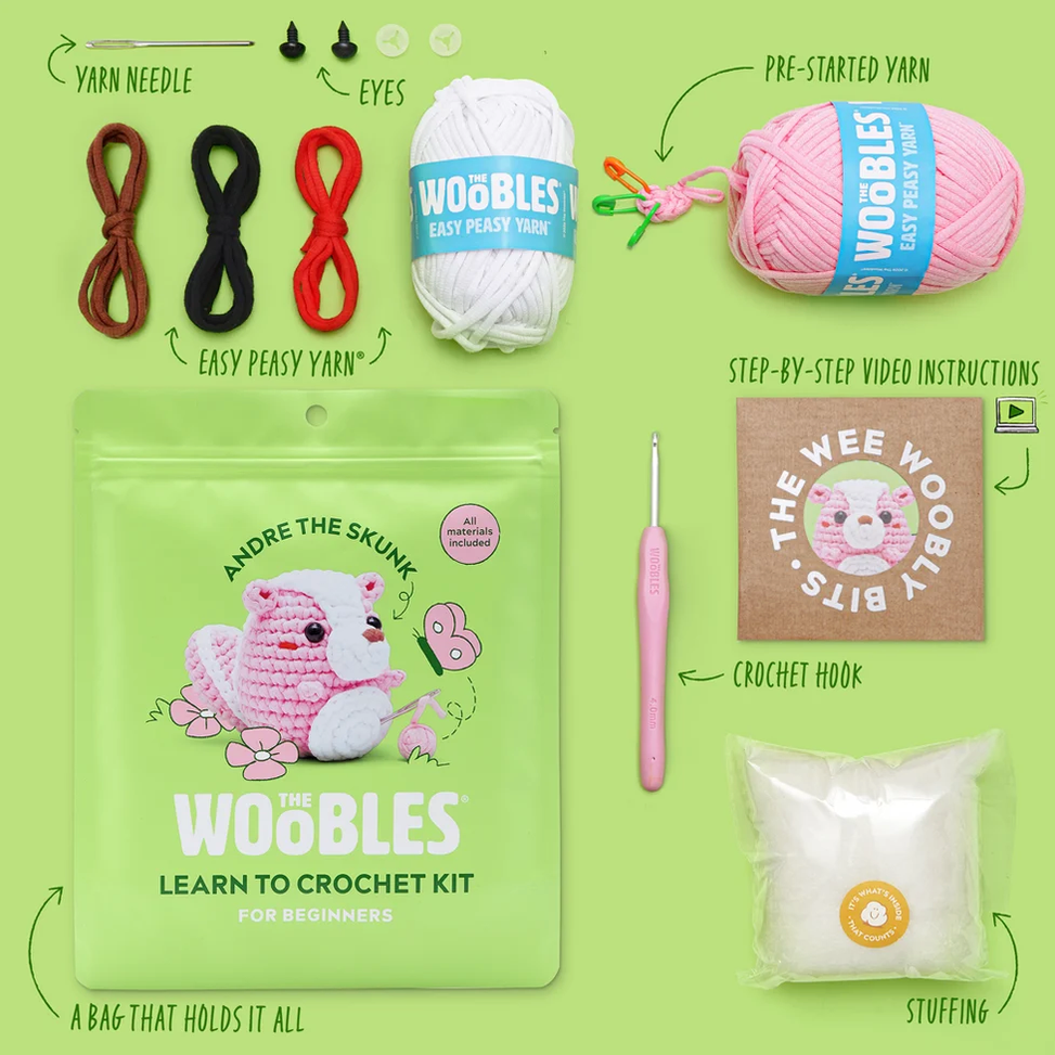 Andre the Skunk Pink Crochet Kit