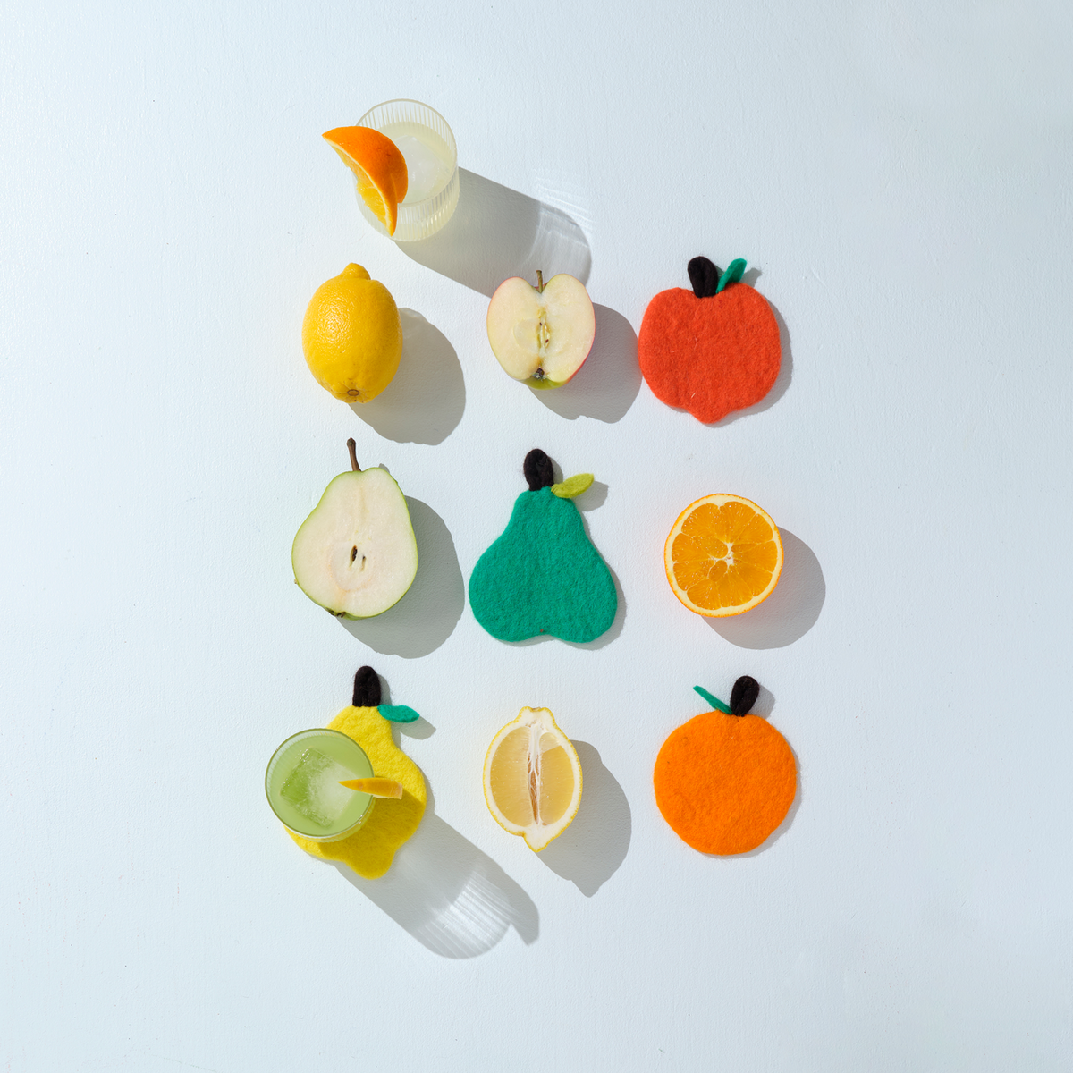 WOOL COASTER, 4-pack, fruit