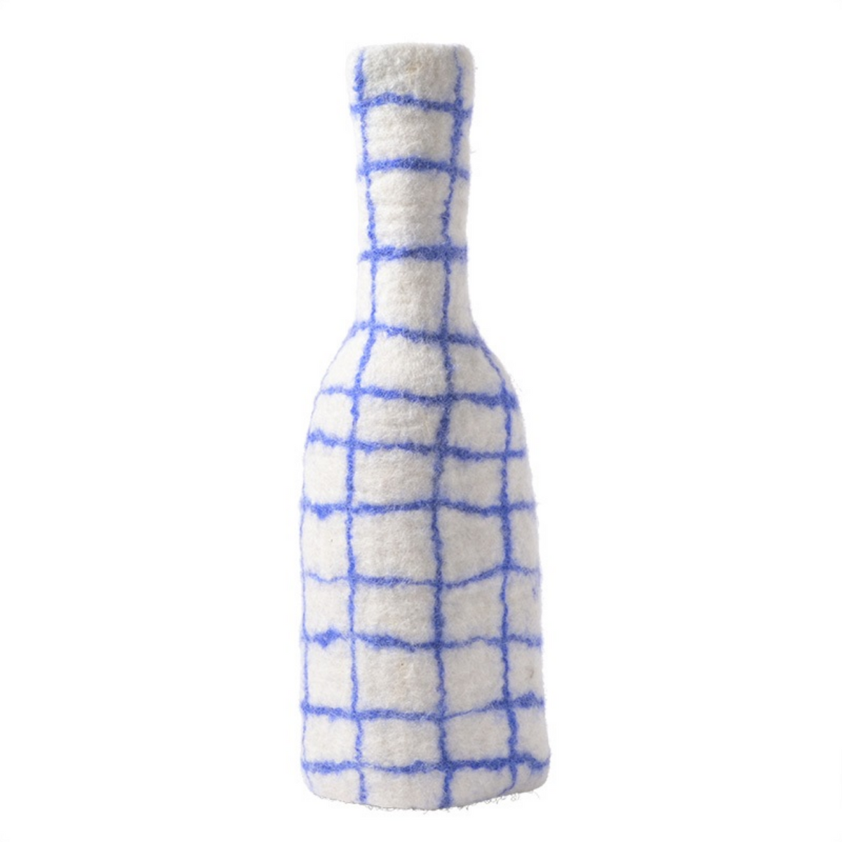 BOTTLE/VASE COVER, blue-checked