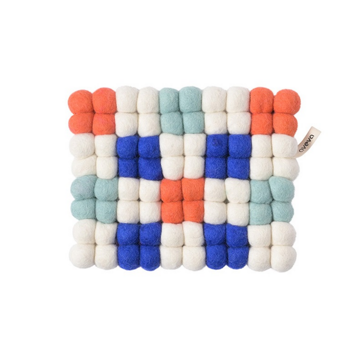 TRIVET, rect., CHECKED, coral-electric blue