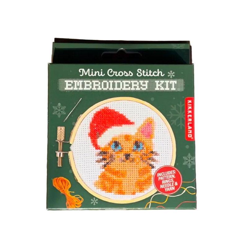 Mini Santa Hat Cat Cross Stitch Embroidery Kit