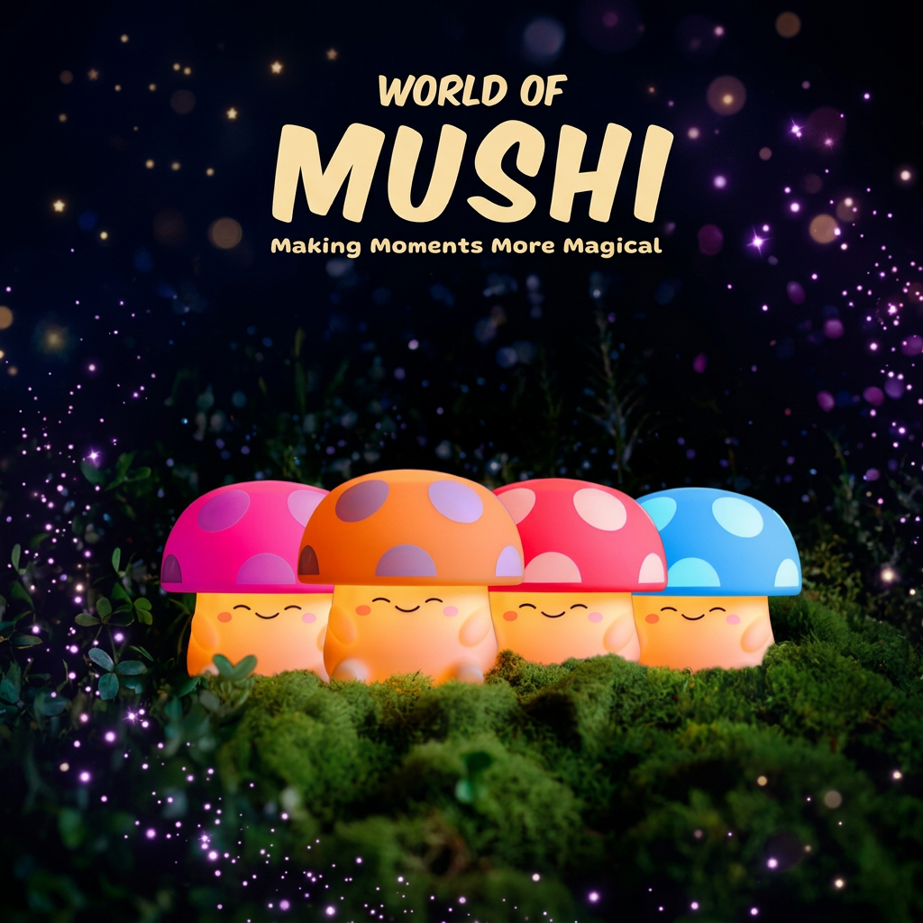 Mushi Ambient Mushroom Night Light - Squishy Silicone USB-C