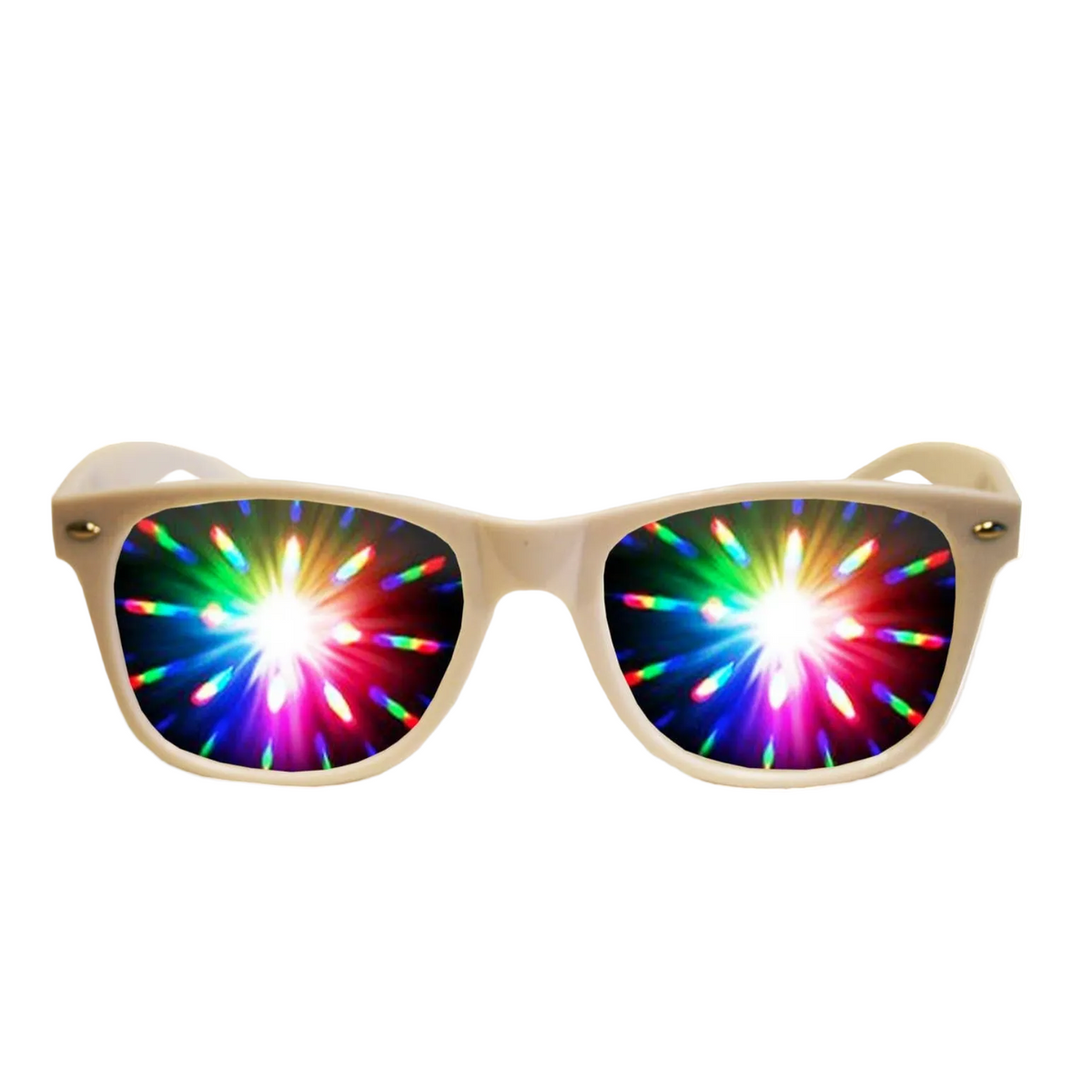 Plastic 3D Fireworks Diffraction Glasses - White