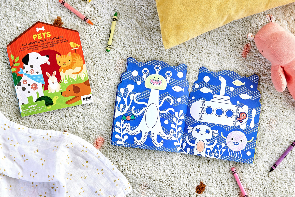Pets Coloring Book + Stickers