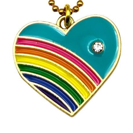 Retro rainbow heart necklaces