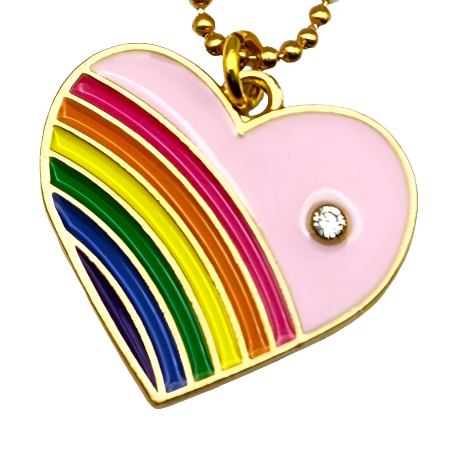 Retro rainbow heart necklaces