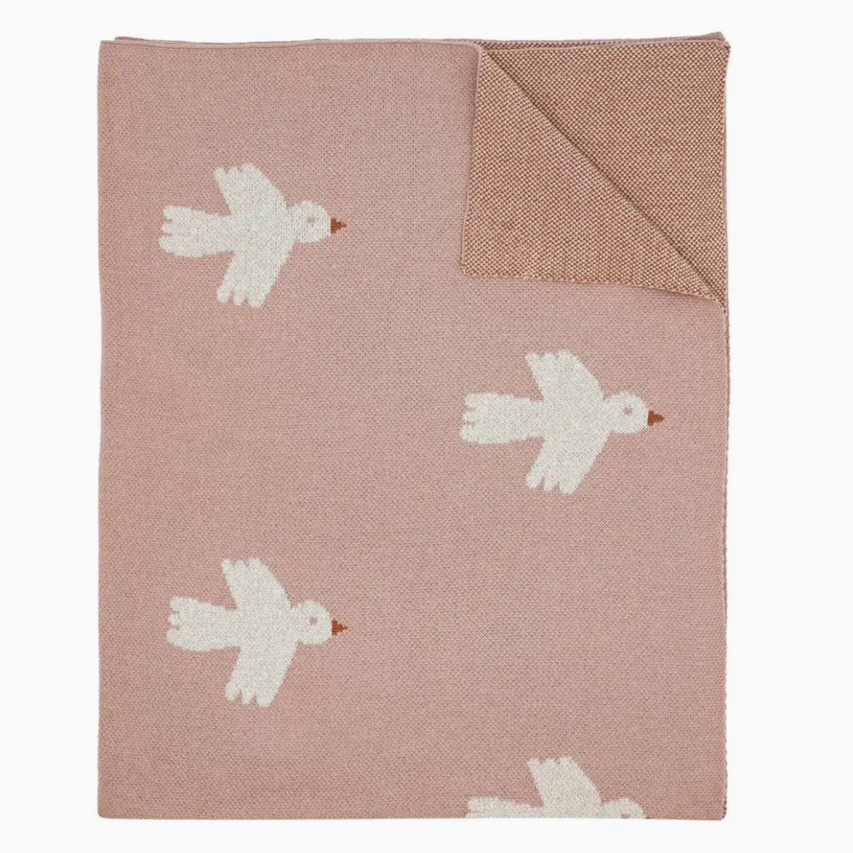 Organic Cotton Knitted Blanket / Little Birdie Plum