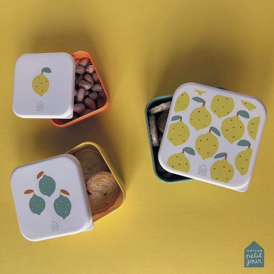 Set of 3 Lunch Boxes -lemons