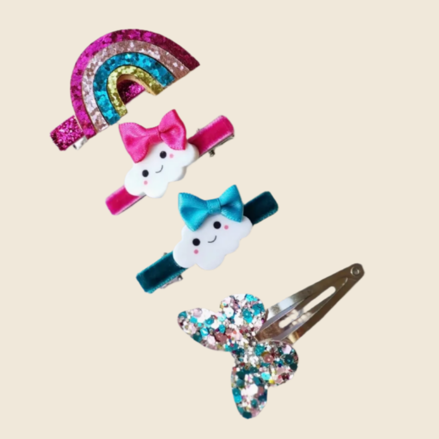 GLITTER RAINBOW - set of 4 hair clips