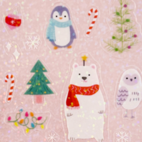 Holiday Animals -Crystal Hologram Stickers