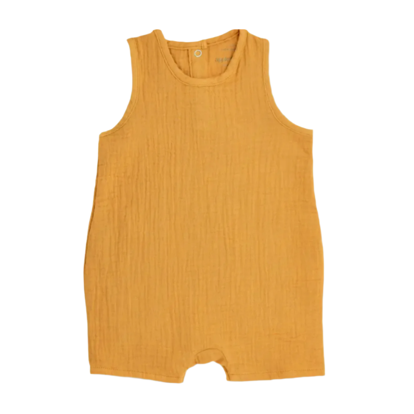 Organic Mustard Muslin Sleeveless Coverall