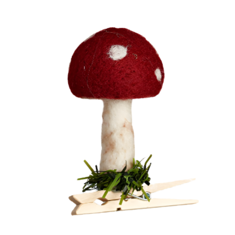 Clip-On Wool Mushroom Ornament