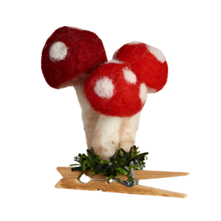 Clip-On Wool Mushroom Ornament