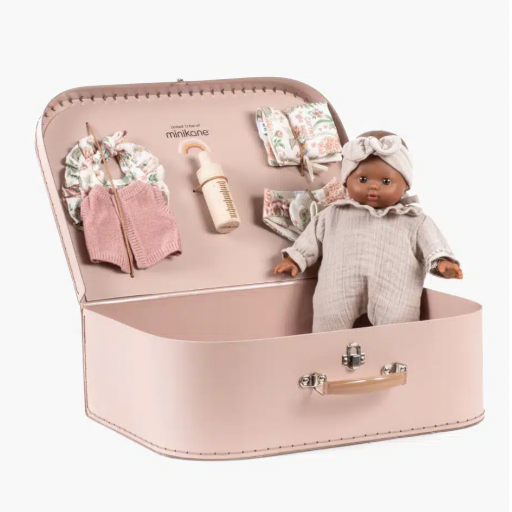 My old suitcase “Birth Kit” Lili-Rose Baby Doll - Sidonie -honey eyes 28cm/11in