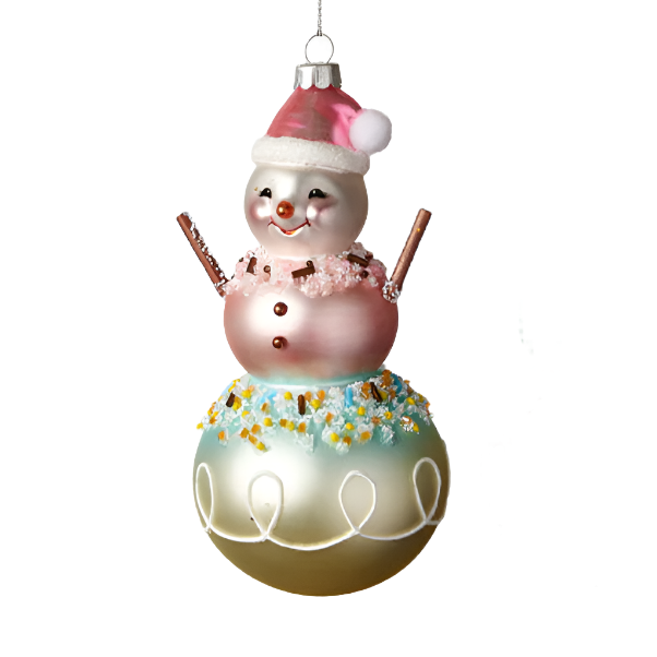 Pastel Snowman Ornament -Glass