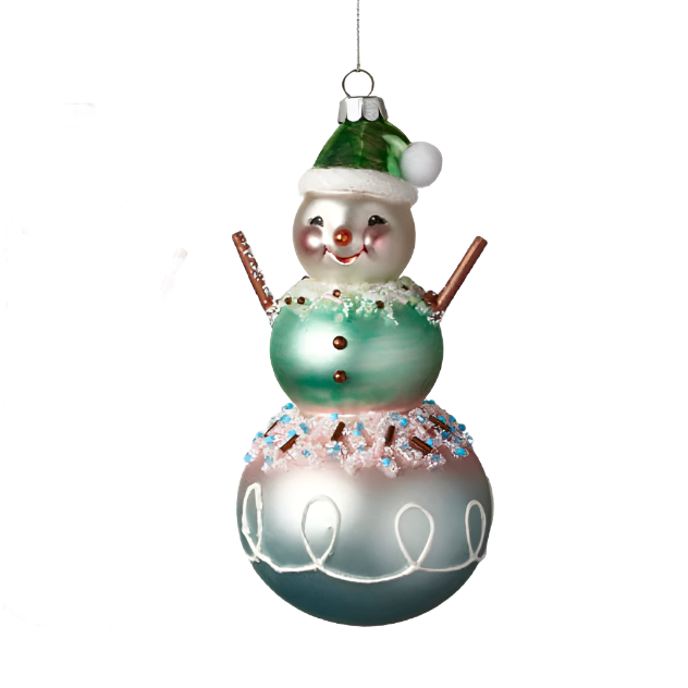 Pastel Snowman Ornament -Glass