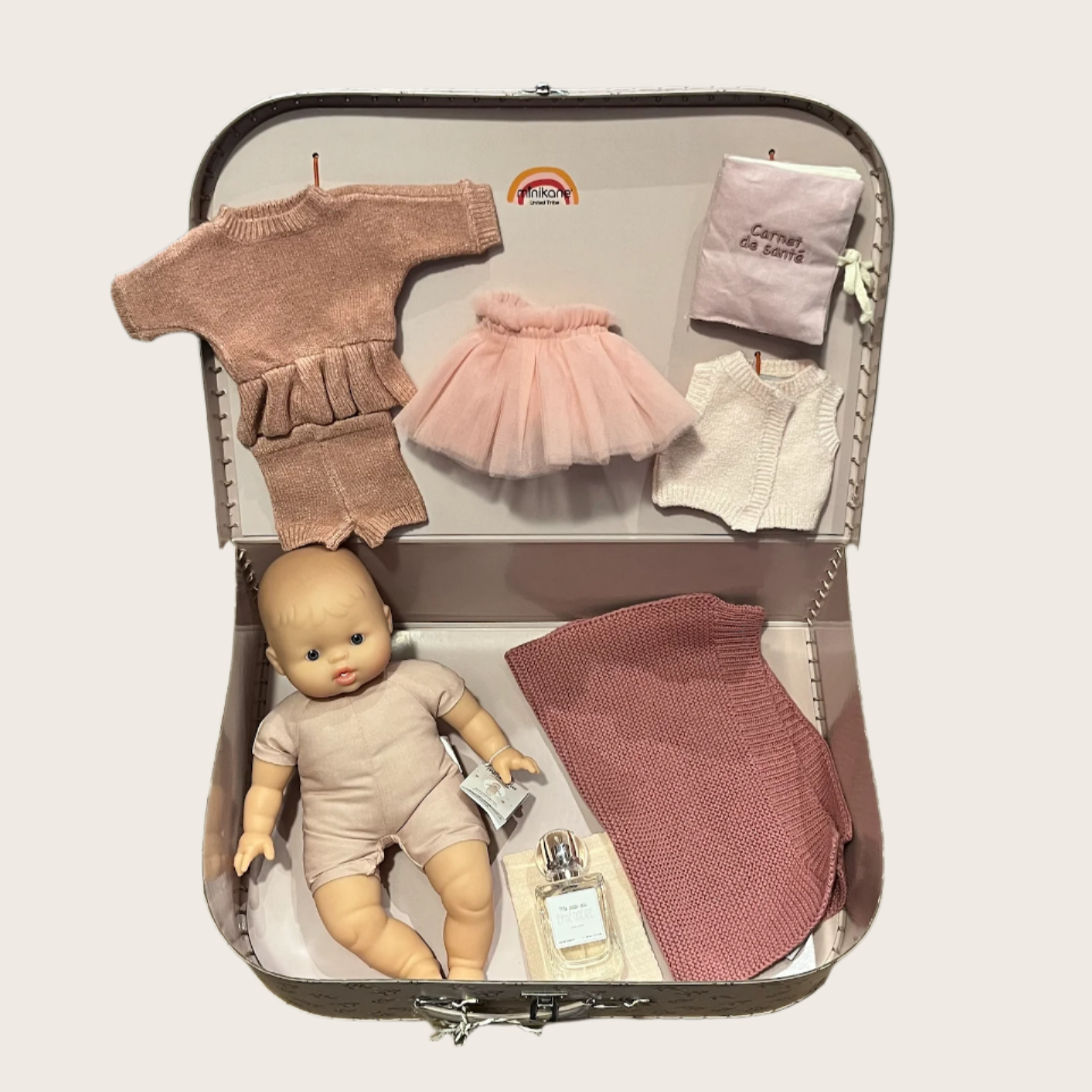 My old suitcase “Birth Kit” Deluxe Pink Knit Baby Doll – Garance  28cm/11in