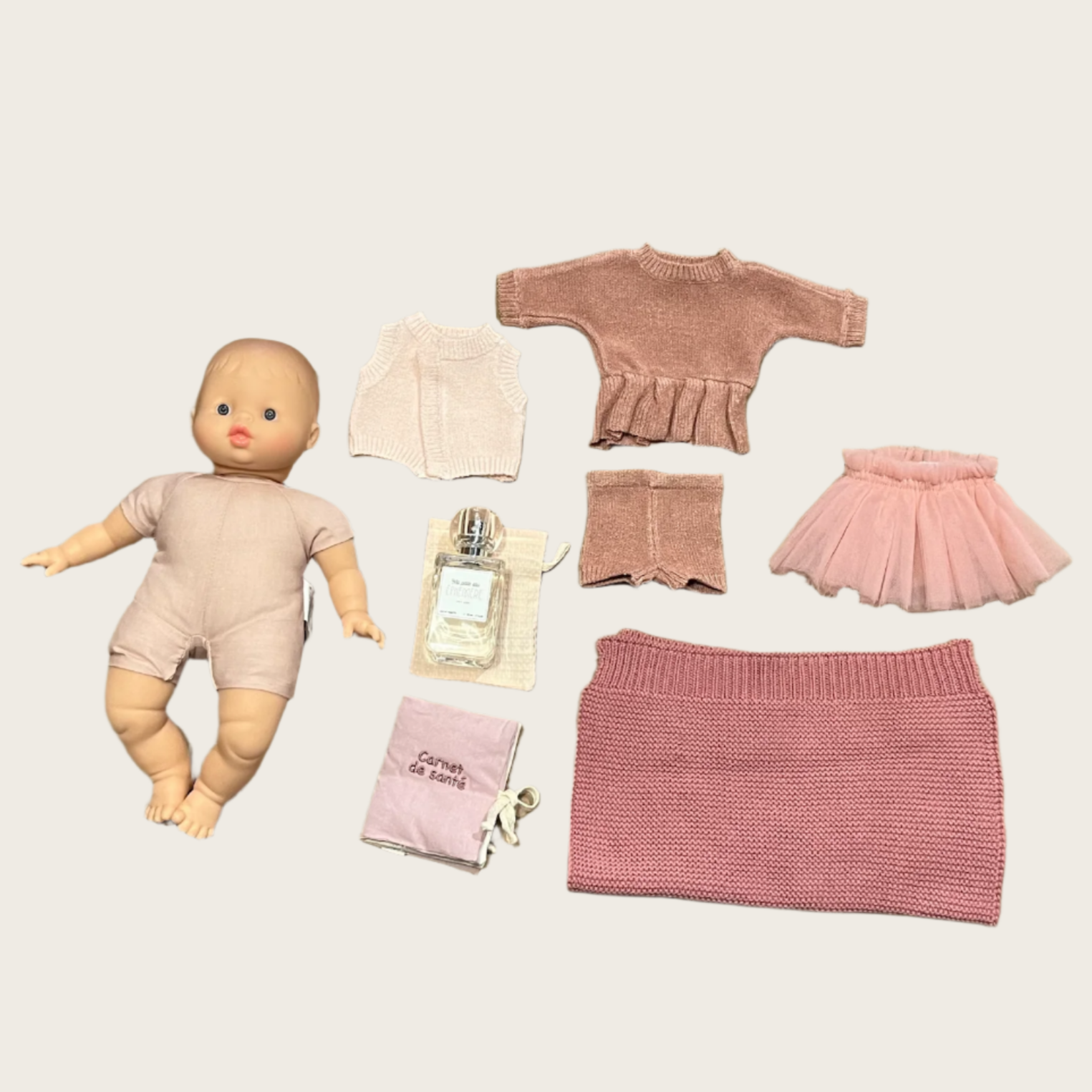 My old suitcase “Birth Kit” Deluxe Pink Knit Baby Doll – Garance  28cm/11in