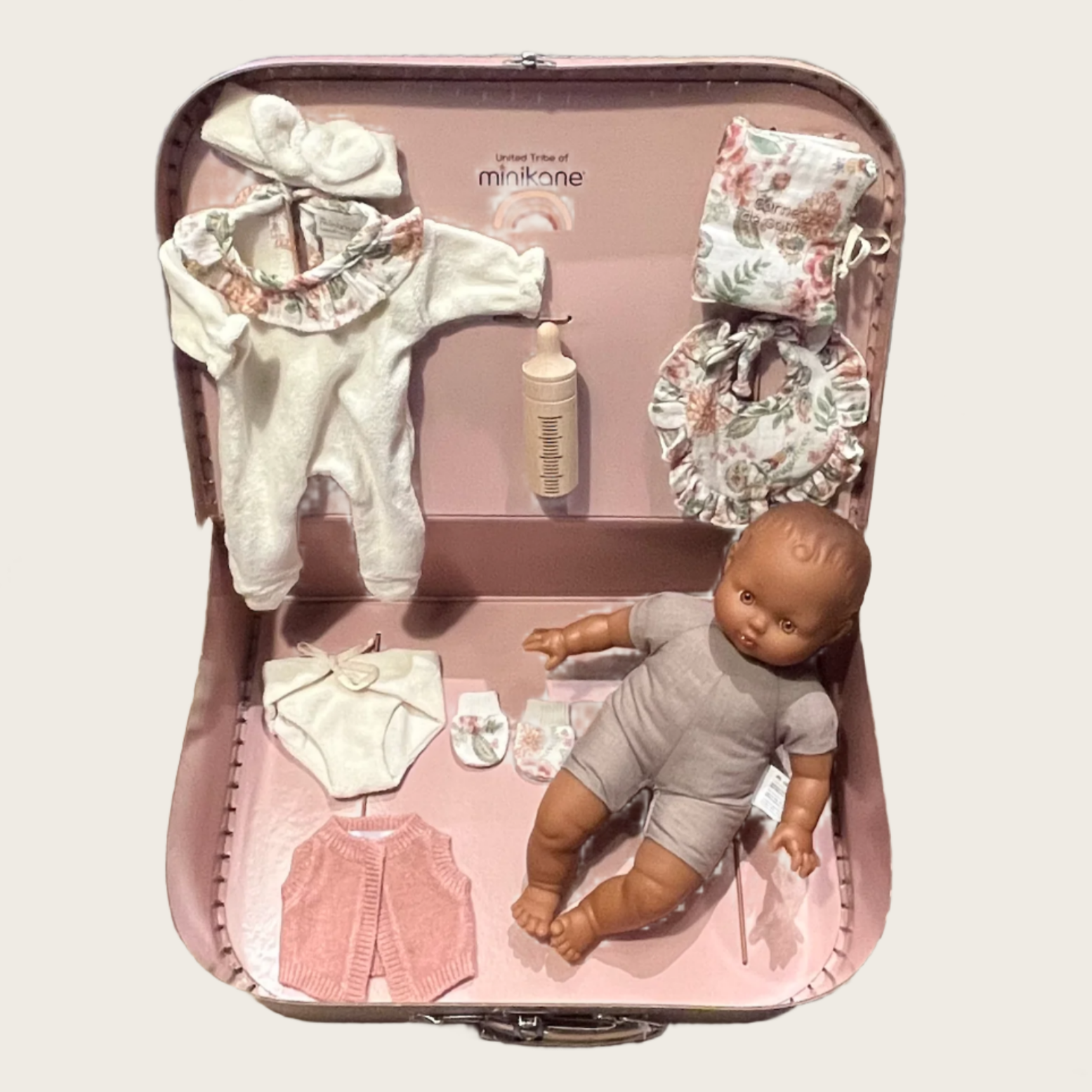 My old suitcase “Birth Kit” Lili-Rose Baby Doll - Sidonie -honey eyes 28cm/11in