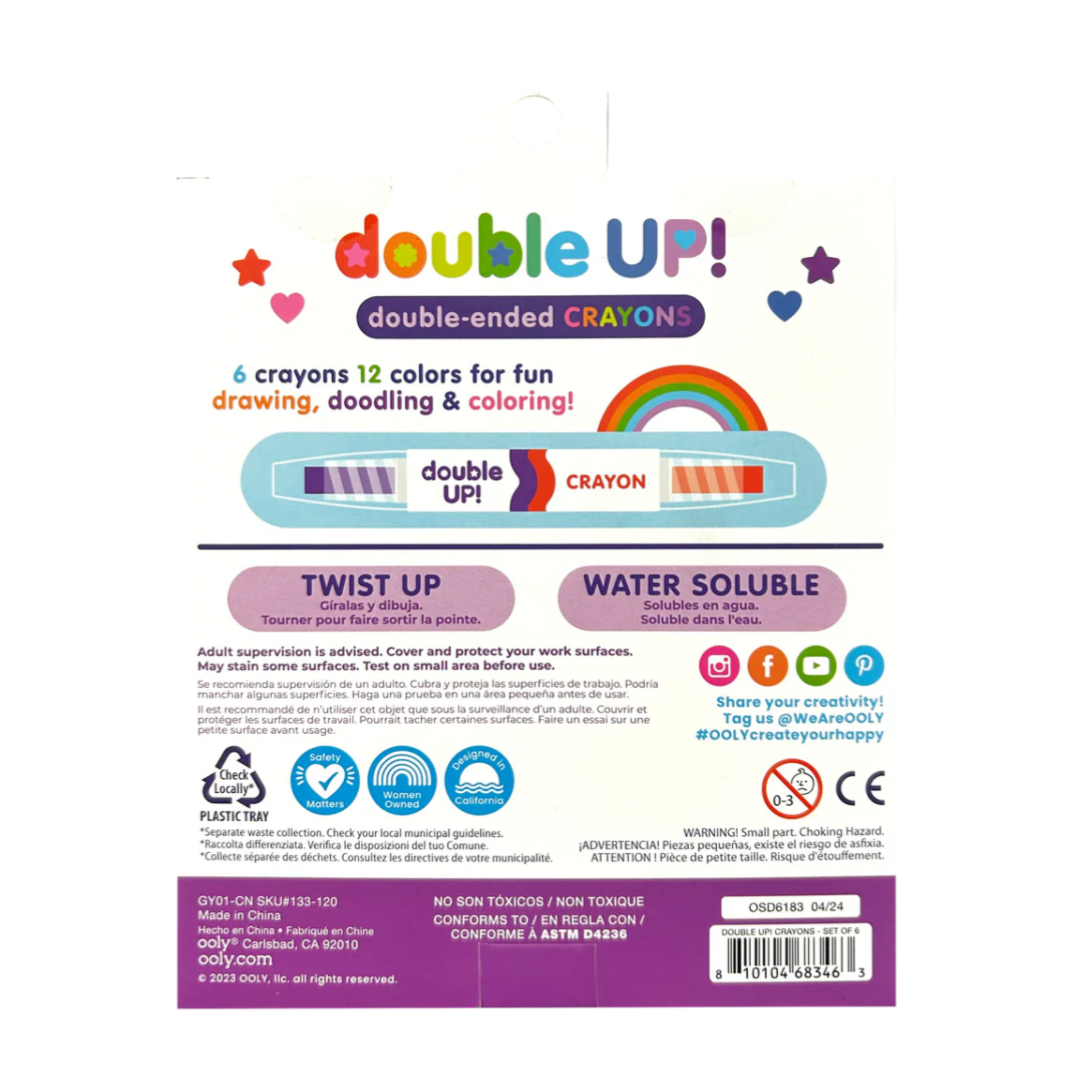 Double Up! Double-Ended Crayons - Set of 6