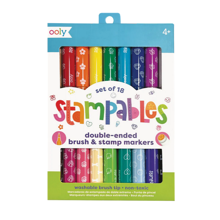 Stampables Double-Ended Stamp & Brush Markers - Set of 18