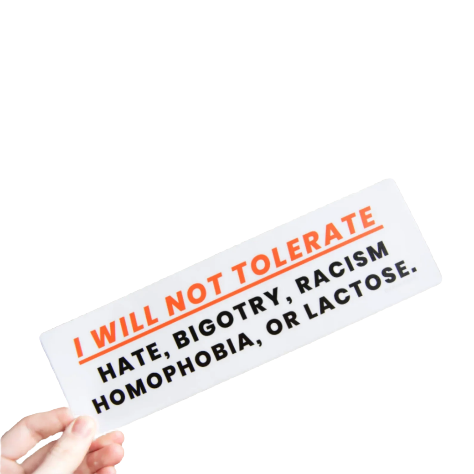 I WILL NOT TOLERATE - 10" Bumper Sticker