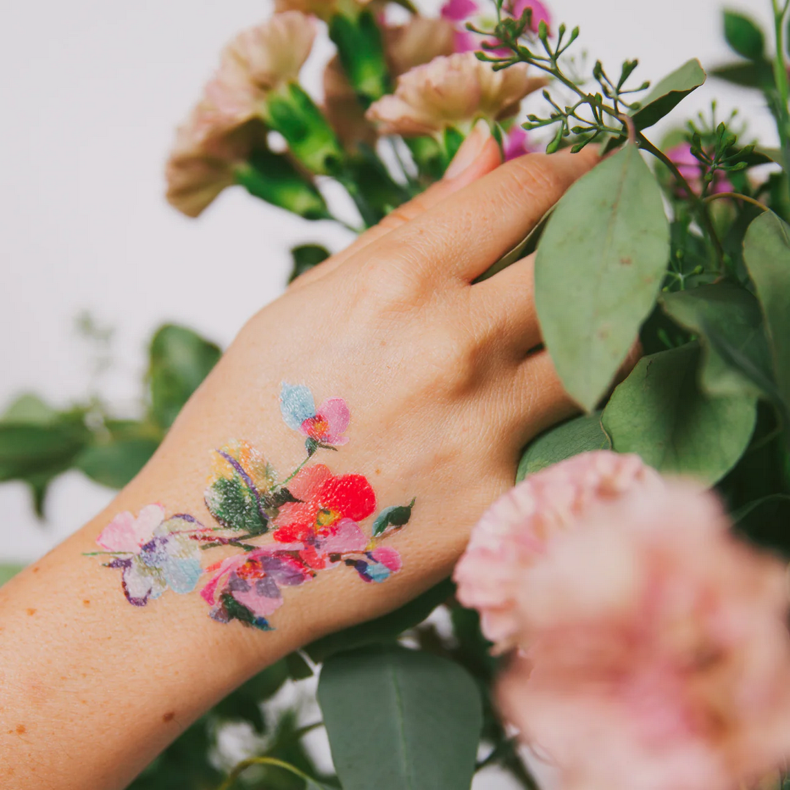 Watercolor Florals Tattoo Sheet