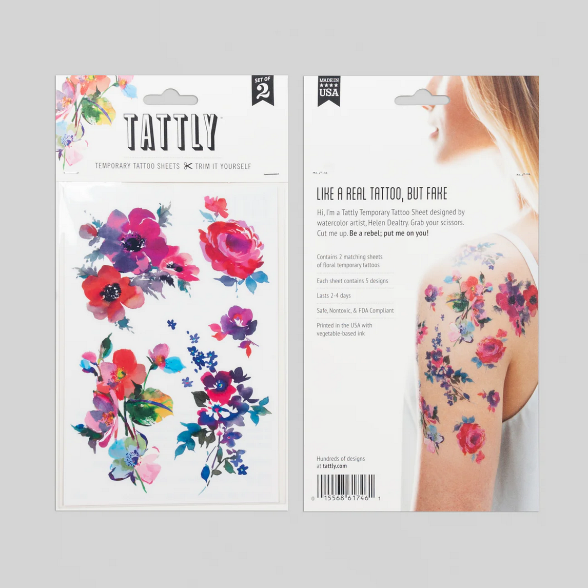 Watercolor Florals Tattoo Sheet
