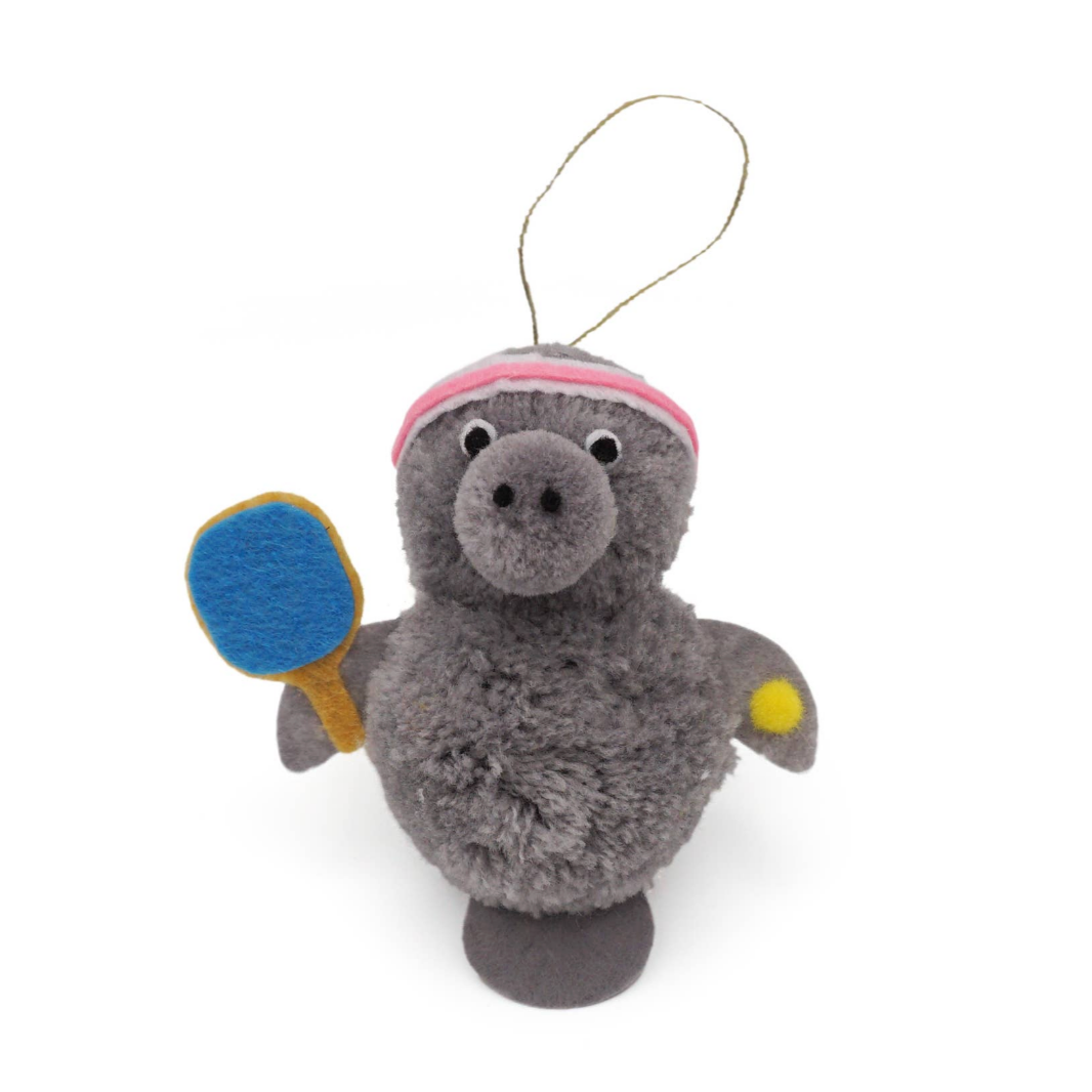 Ping Pong Manatee Pom Pom Ornament