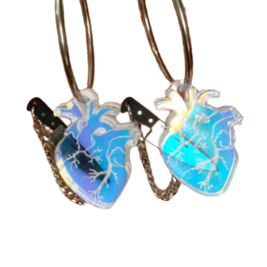 Chopped Heart Earrings - Iridescent