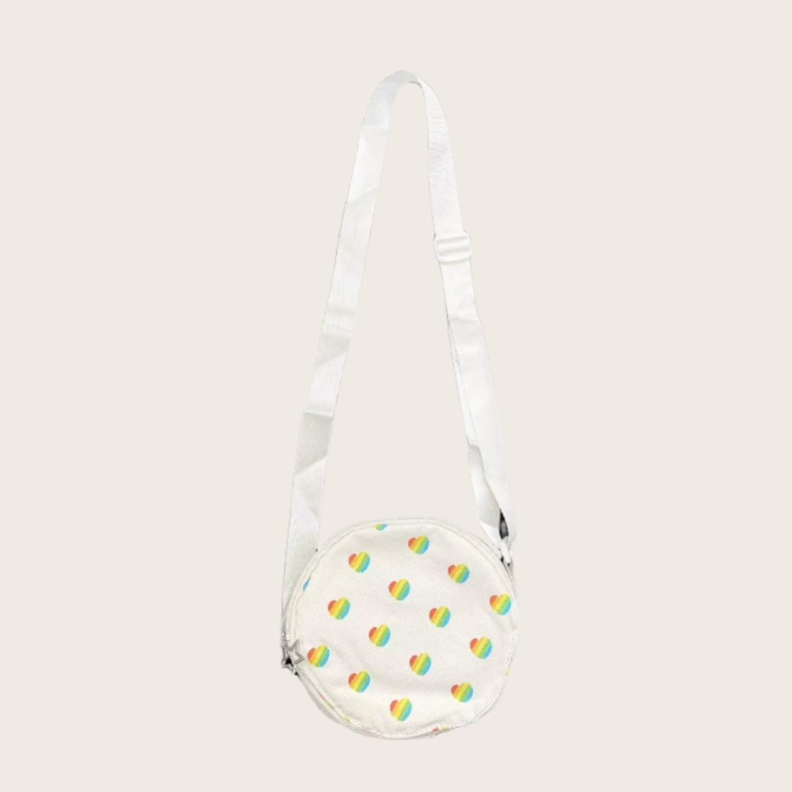 Multicolor retro little heart printed cotton handbag