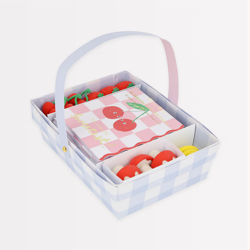Fruit Basket Kids Valentine's Cards & Erasers Set (12pk)