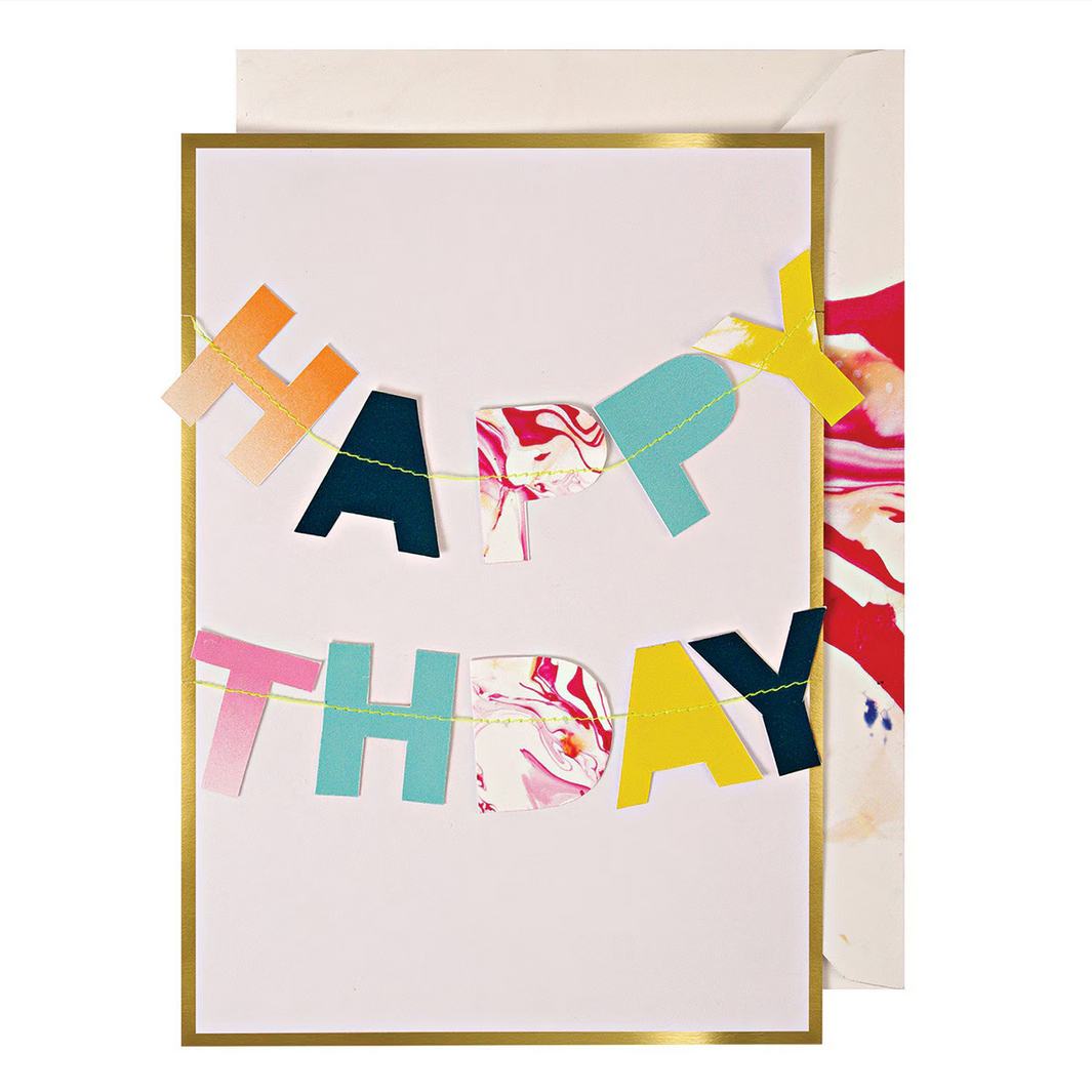 Marble Birthday Garland Card