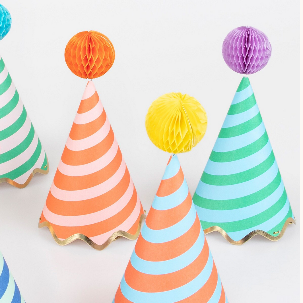 Stripe Party Hats (8pk)