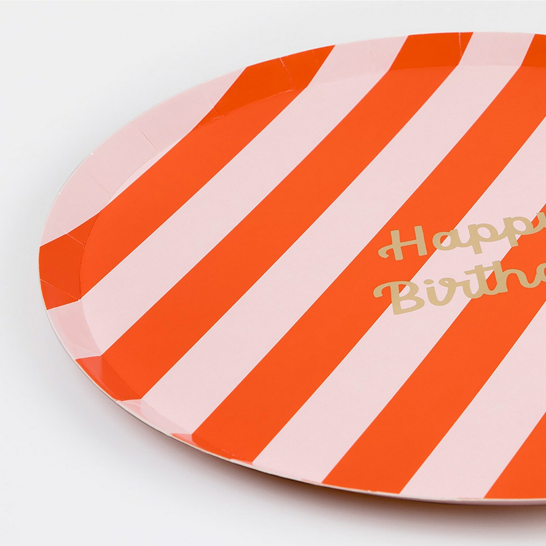 Stripe Happy Birthday Dinner Plates