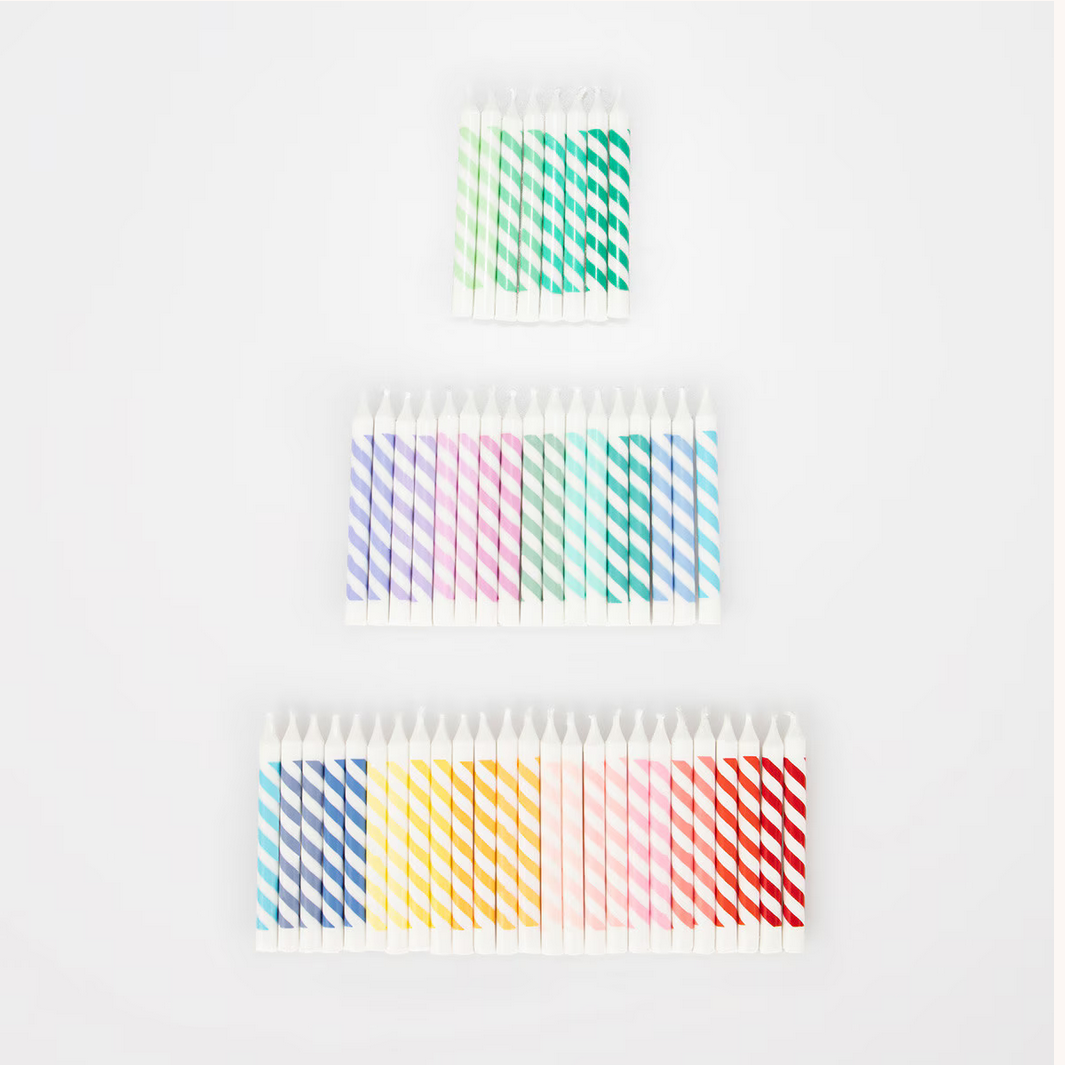 Rainbow Striped Mini Candles (50pk)