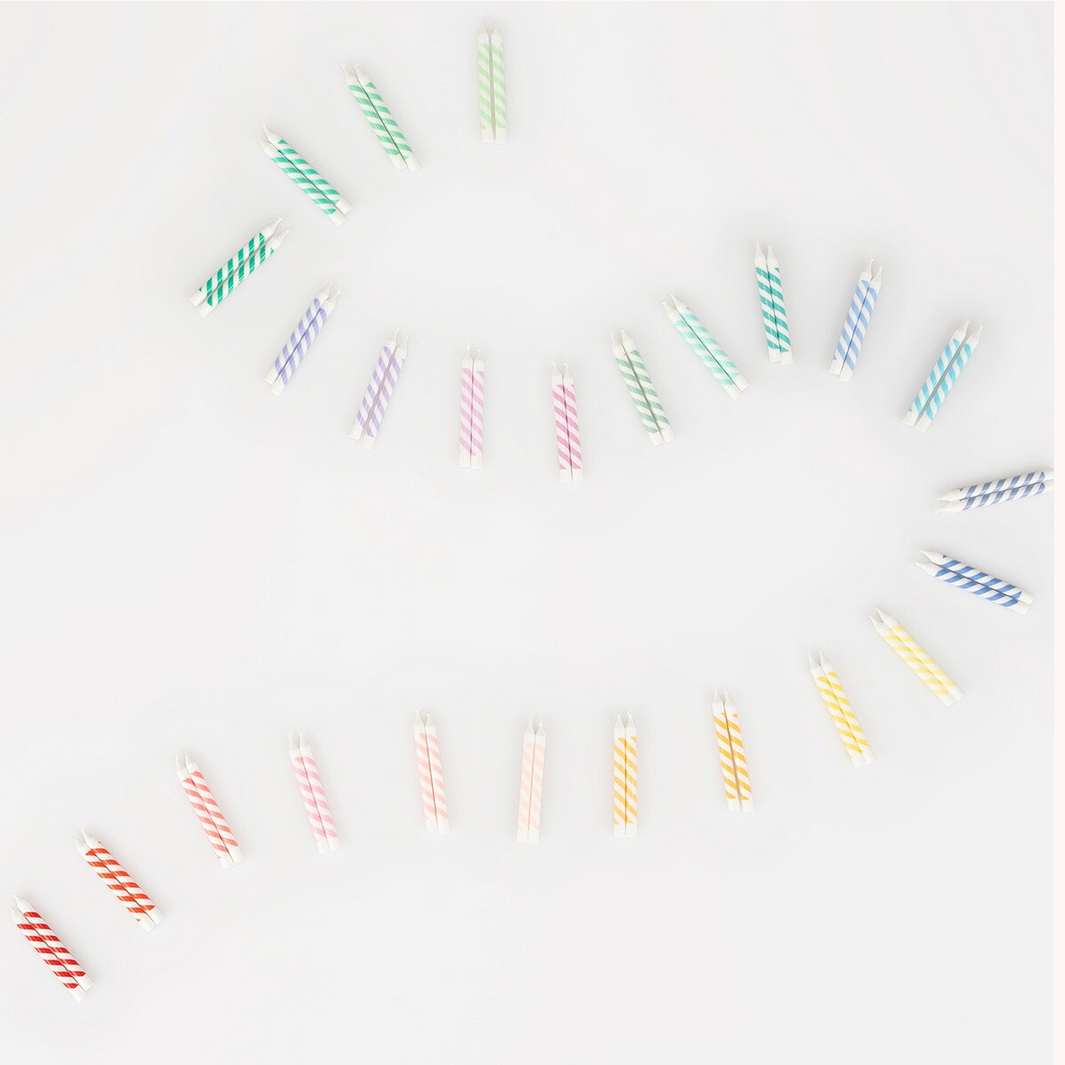 Rainbow Striped Mini Candles (50pk)