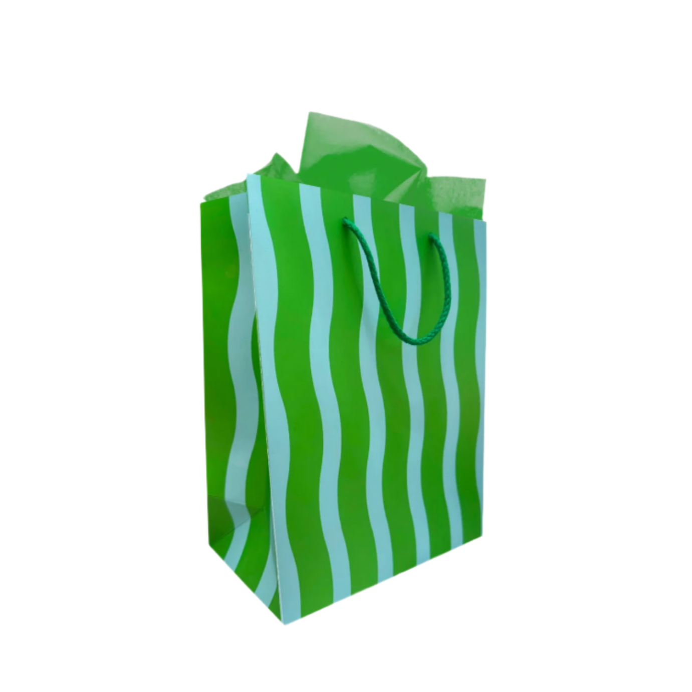 Green & Aqua Fussy Stripe Gift Bag