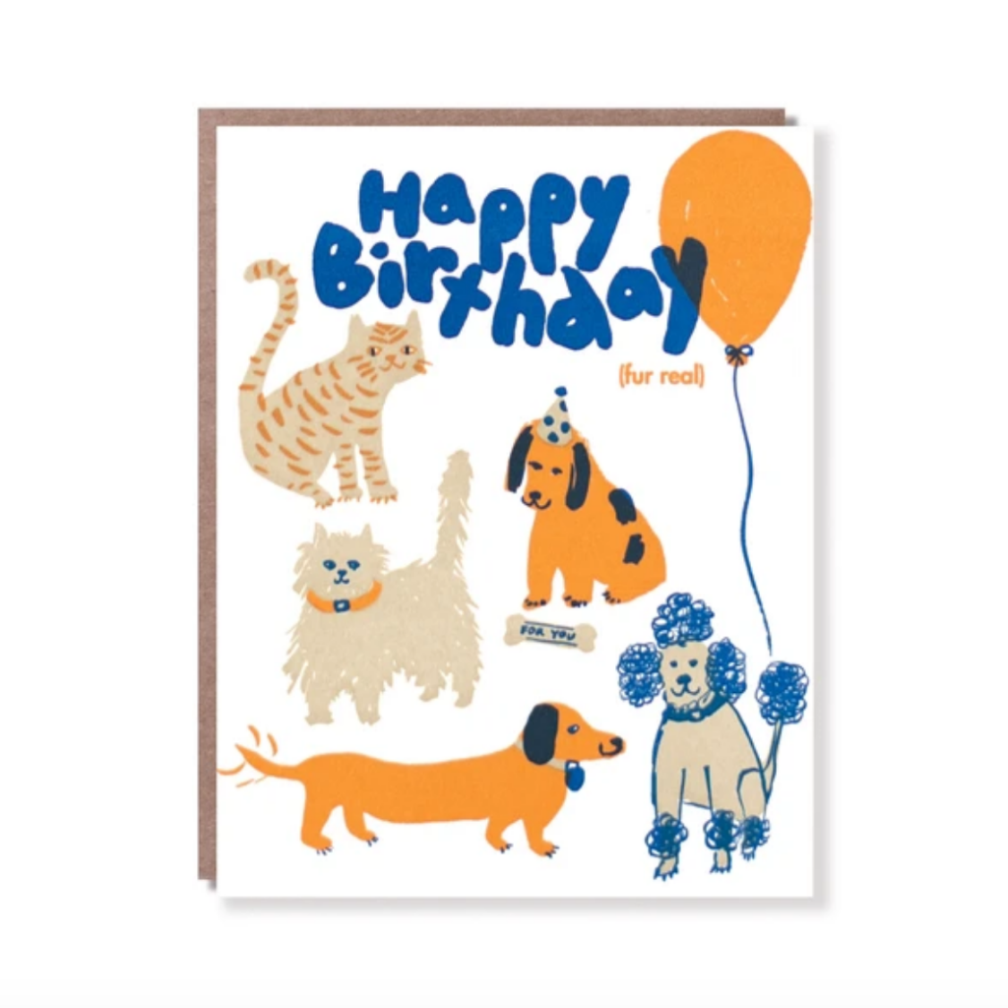 Birthday Dog & Cat Party Letterpress Card