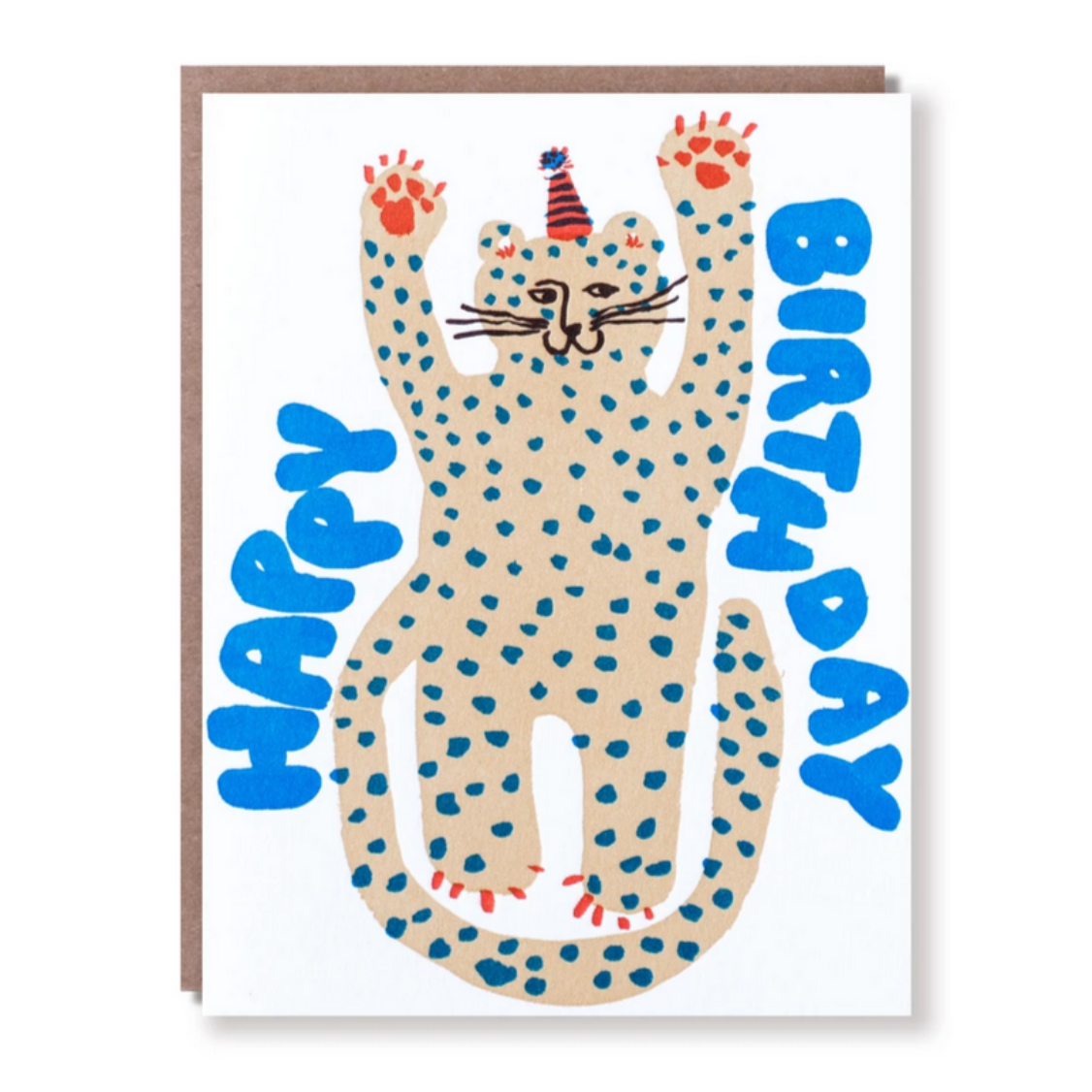 Birthday Party Cheetah Letterpress Card