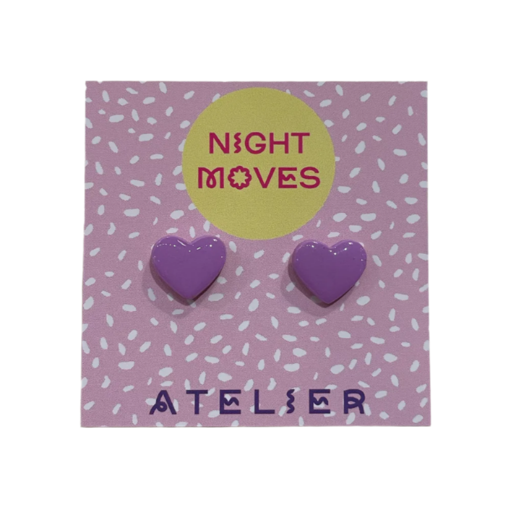 Mini Heart Studs in Periwinkle