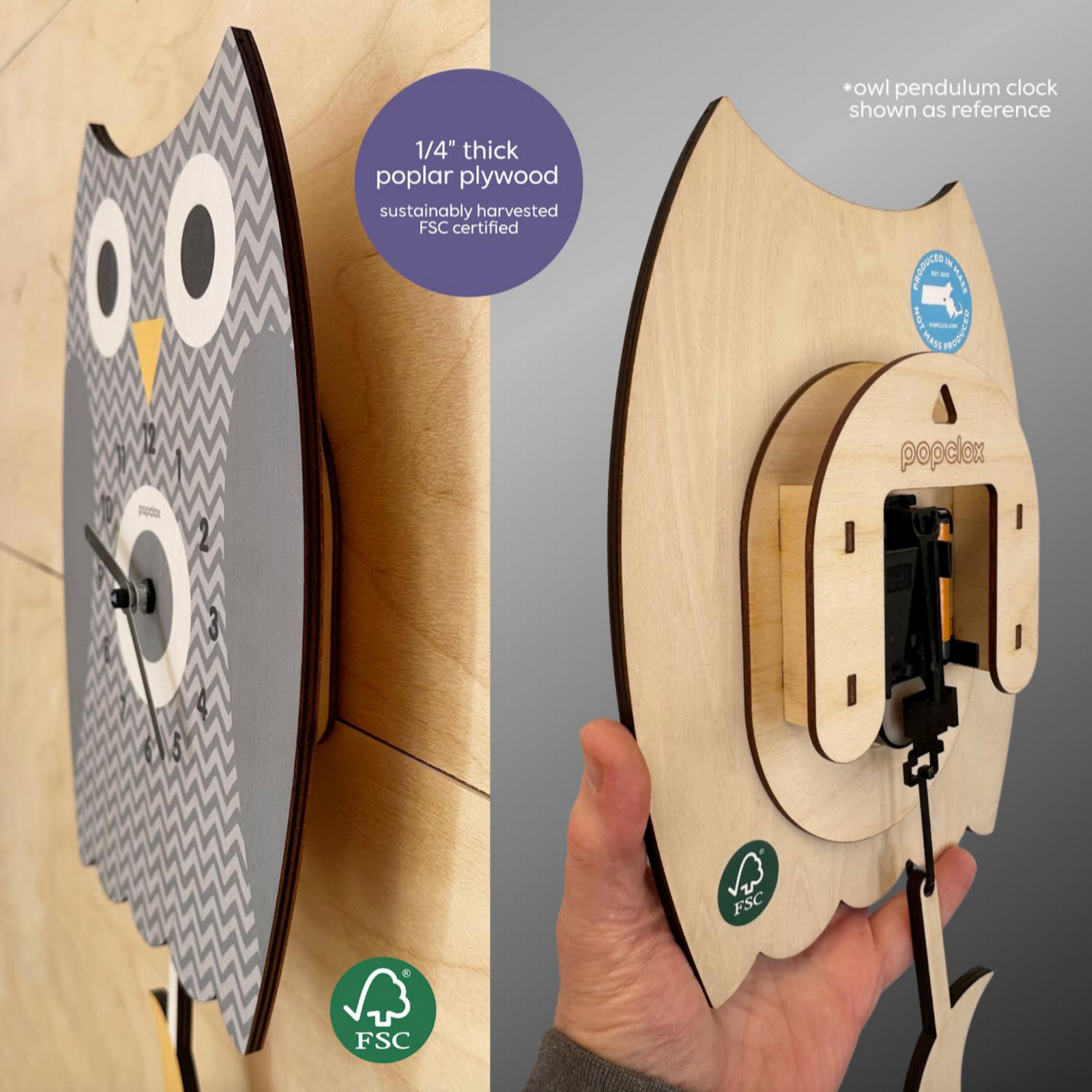 Whale Pendulum Clock - wood