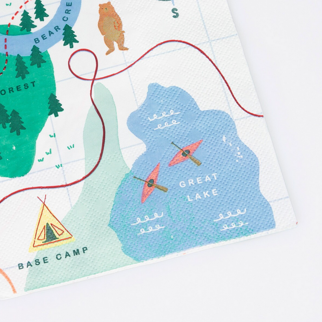 Camping Adventure Map Large Napkins -16pk