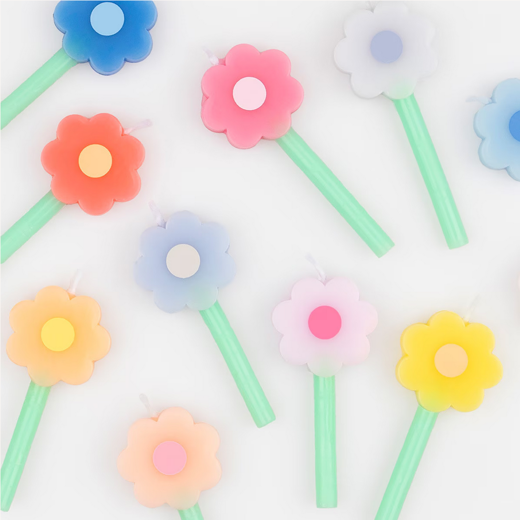 Rainbow Daisy Candles -12pk