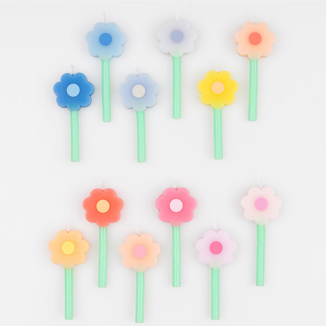 Rainbow Daisy Candles -12pk