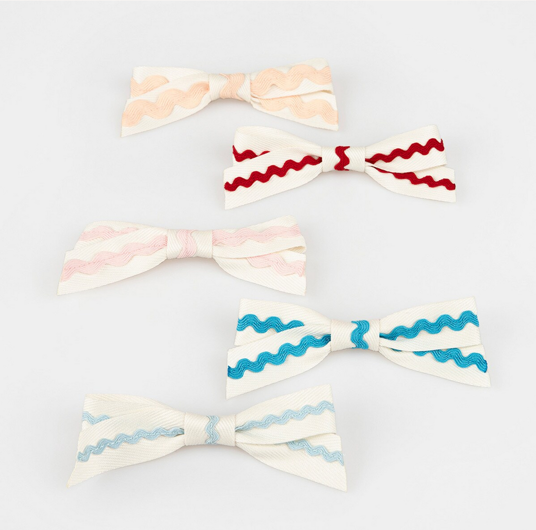 Ric Rac Bow Hair Clips (5pk)