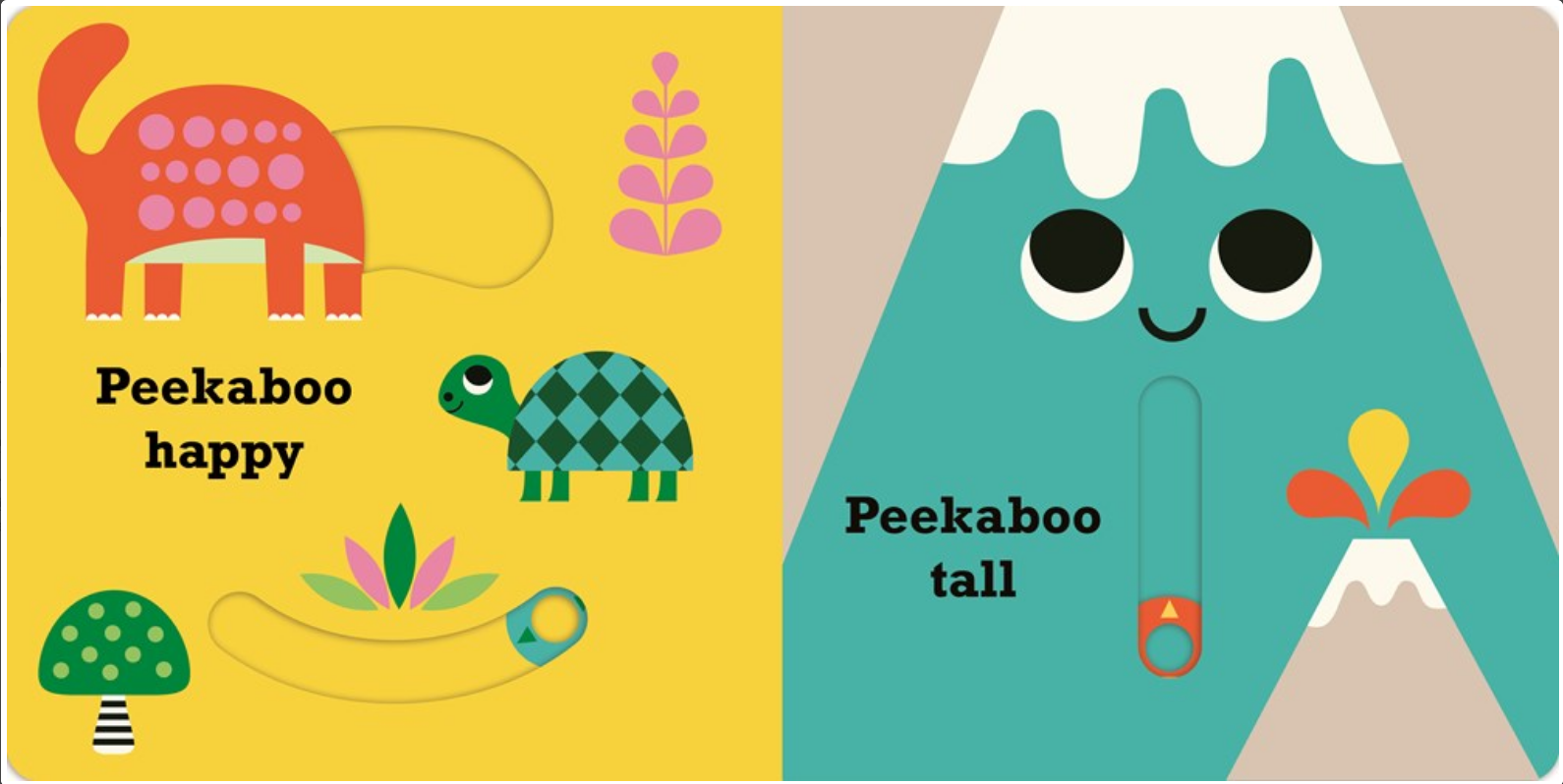 Children's book cover with a dinosaur, turtle, and mountain illustration on a yellow and beige background.