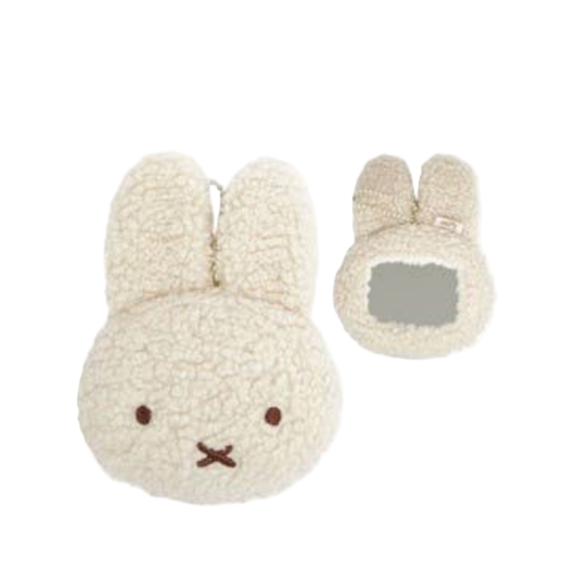 Miffy & Boris Plush Mirror Keychain – Soft Sherpa Edition